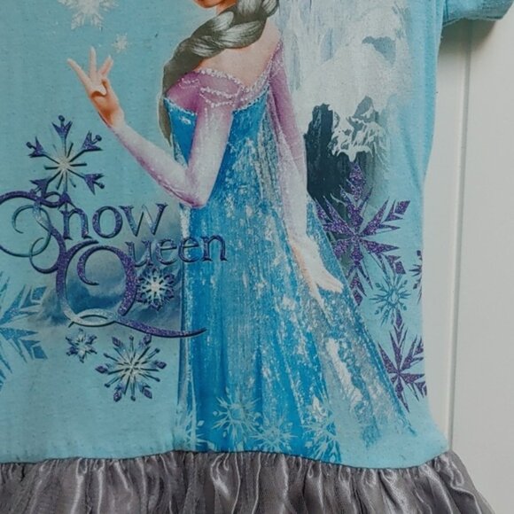3/$25 FROZEN Elsa blue and gray tuff ruffle short sleeve dress size L 10… - Picture 3 of 9